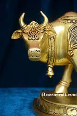 Oval Base Radha Krishna Cow Calf With Bell