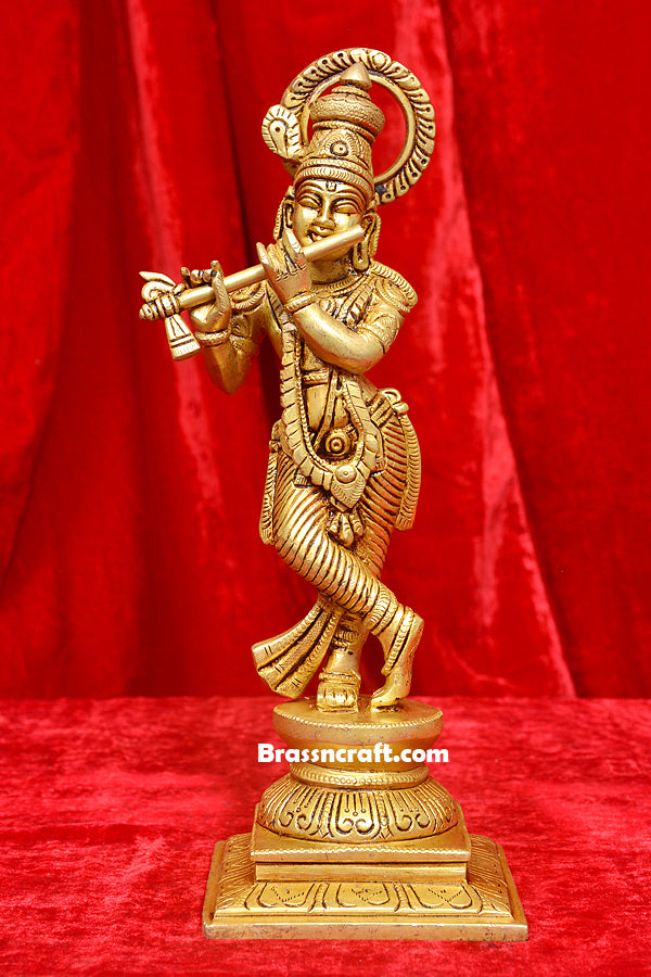 Brass Standing Krishna Idol for Worship