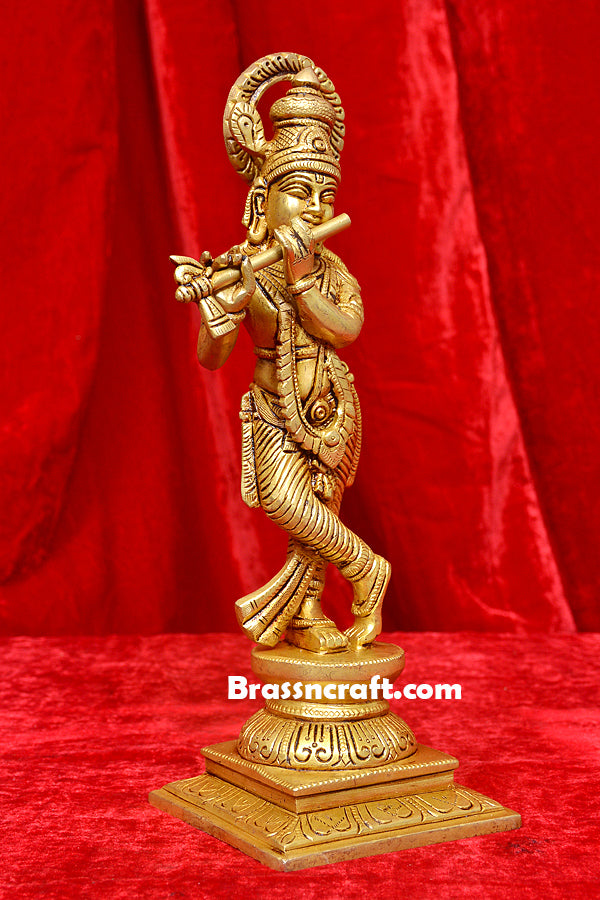 Brass Standing Krishna Idol for Worship