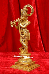 Brass Standing Krishna Idol for Worship