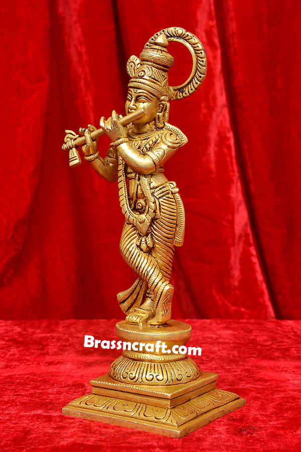 Brass Standing Krishna Idol for Worship