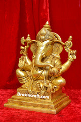 Brass Chowki Ganesh Idol for Worship