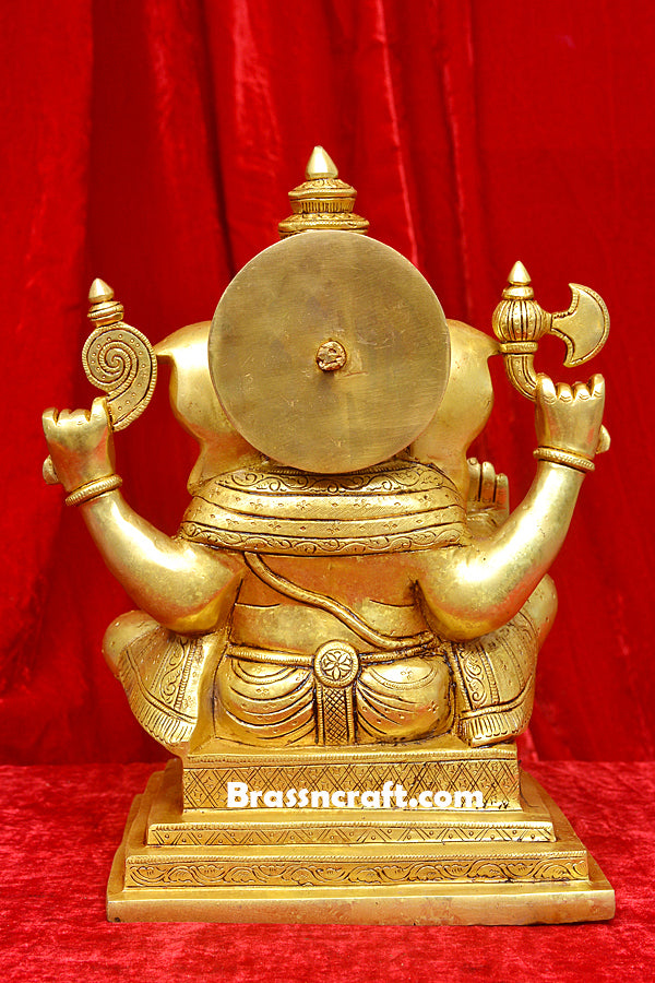 Brass Chowki Ganesh Idol for Worship