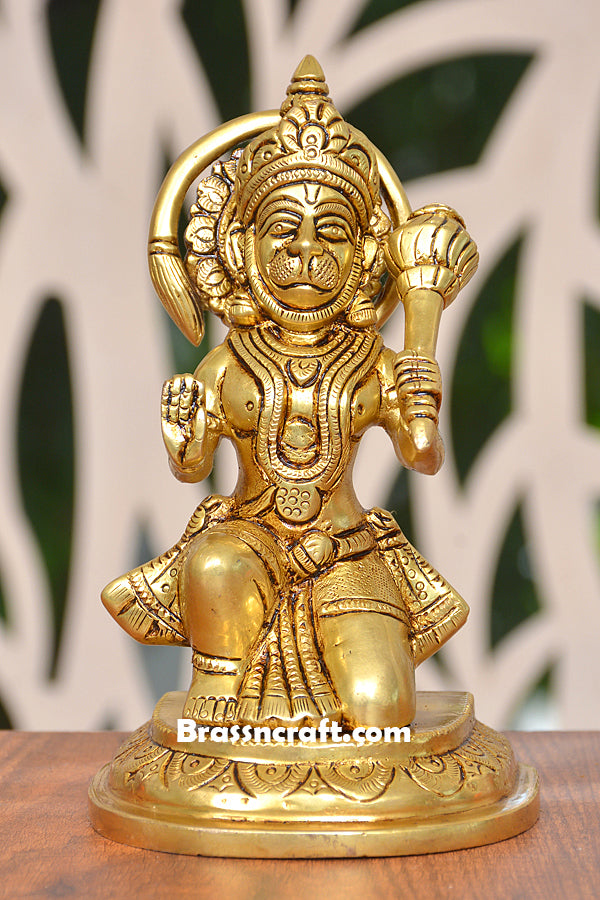 Brass Sitting Hanuman Idol