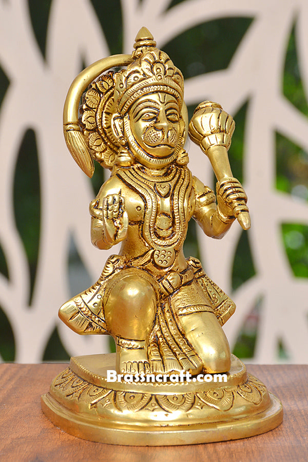 Brass Sitting Hanuman Idol