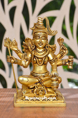 Brass Sitting Shiva in Lap Idol