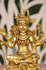 Brass Sitting Shiva in Lap Idol