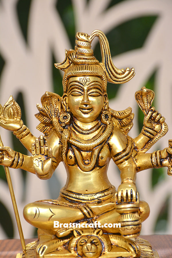 Brass Sitting Shiva in Lap Idol