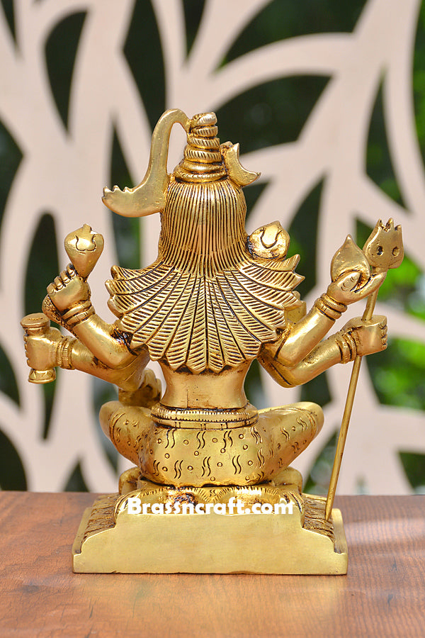Brass Sitting Shiva in Lap Idol