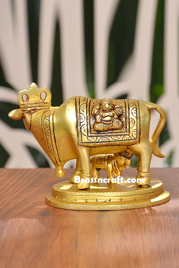 Brass Cow and Calf Idol