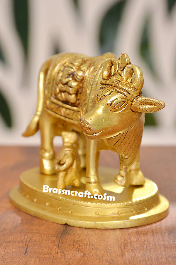 Brass Cow and Calf Idol