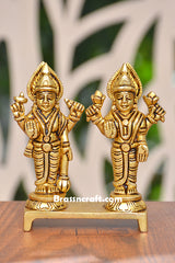 Brass Standing Vishnu Laxmi on Choki