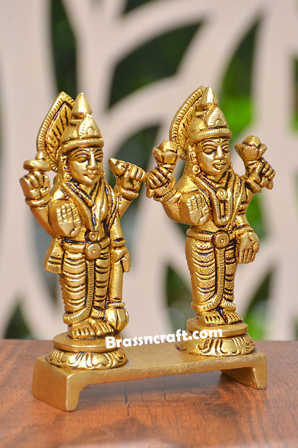 Brass Standing Vishnu Laxmi on Choki