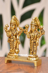 Brass Standing Vishnu Laxmi on Choki