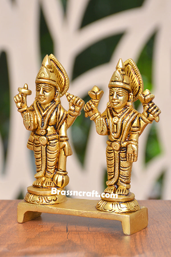 Brass Standing Vishnu Laxmi on Choki