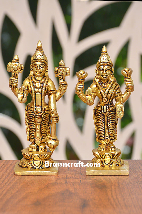 Separate Brass Standing Vishnu Laxmi