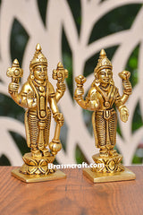 Separate Brass Standing Vishnu Laxmi