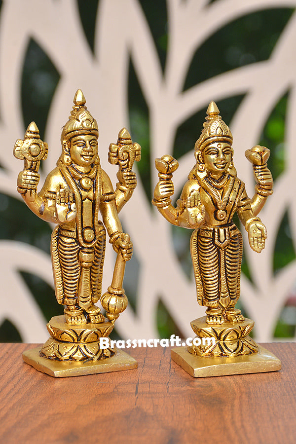 Separate Brass Standing Vishnu Laxmi