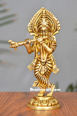 Brass Standing Krishna Idol for Worship