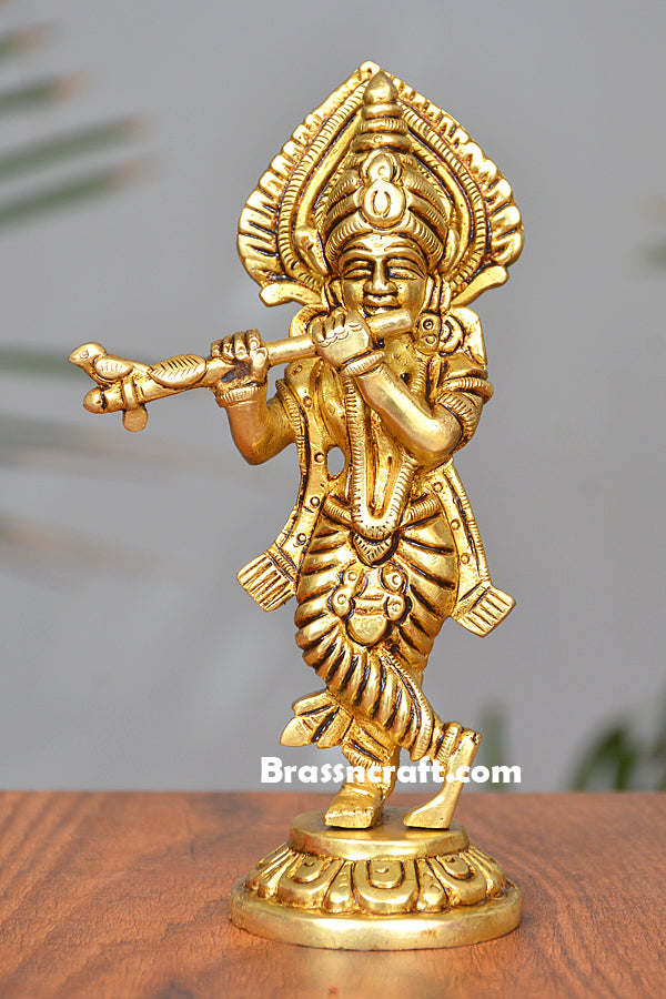 Brass Standing Krishna Idol for Worship