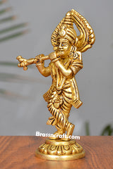Brass Standing Krishna Idol for Worship