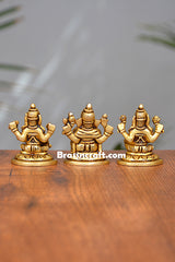 Brass Laxmi Ganesh Saraswati Idol for Puja