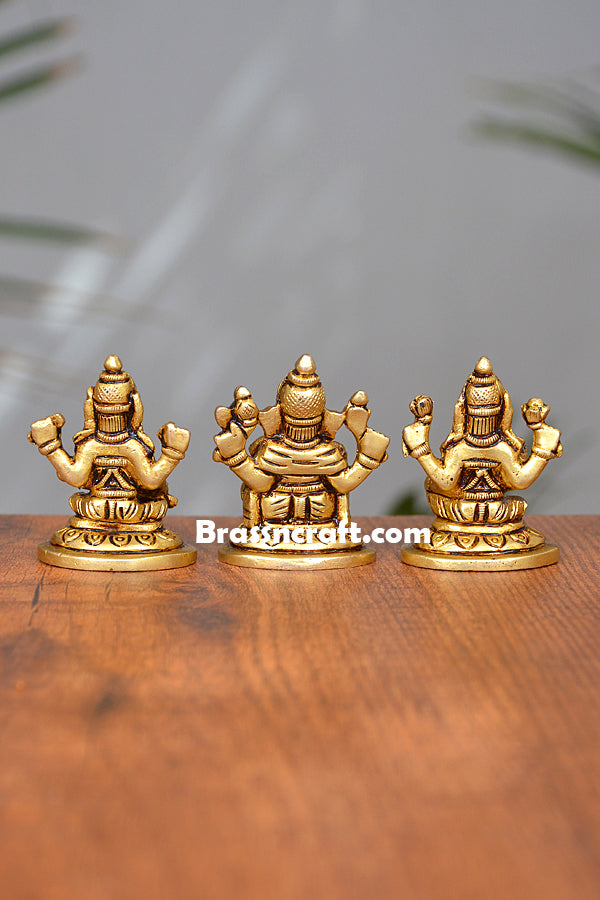 Brass Laxmi Ganesh Saraswati Idol for Puja