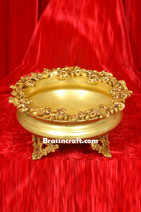 Brass Urli with Flowers