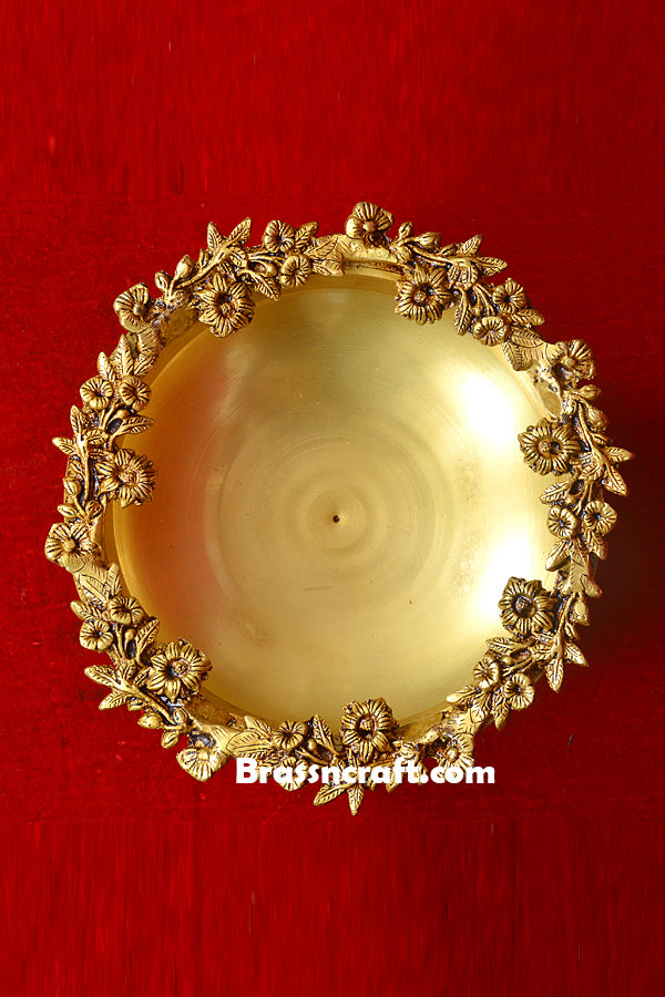 Brass Urli with Flowers