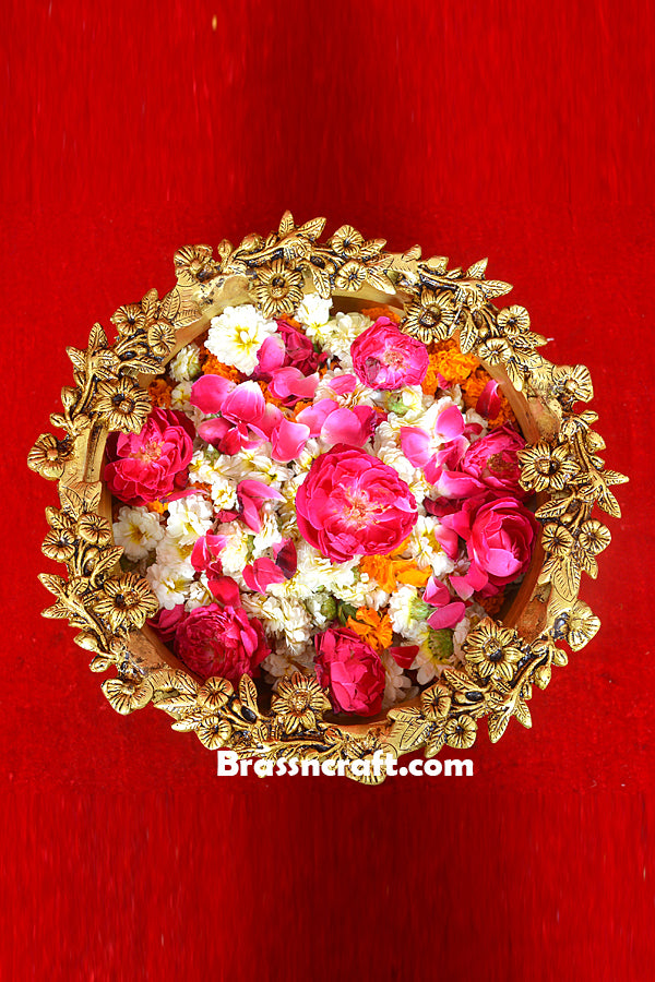 Brass Urli with Flowers