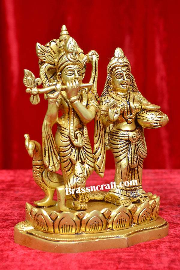 Brass Radha Krishna Statue