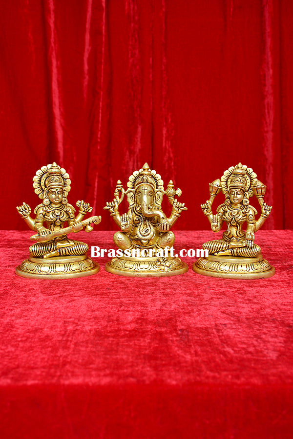 Oval Base Laxmi Ganesh Saraswati  Idol