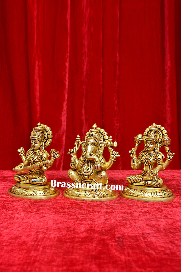 Oval Base Laxmi Ganesh Saraswati  Idol
