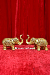 Brass Shankh Chakra Design Elephant