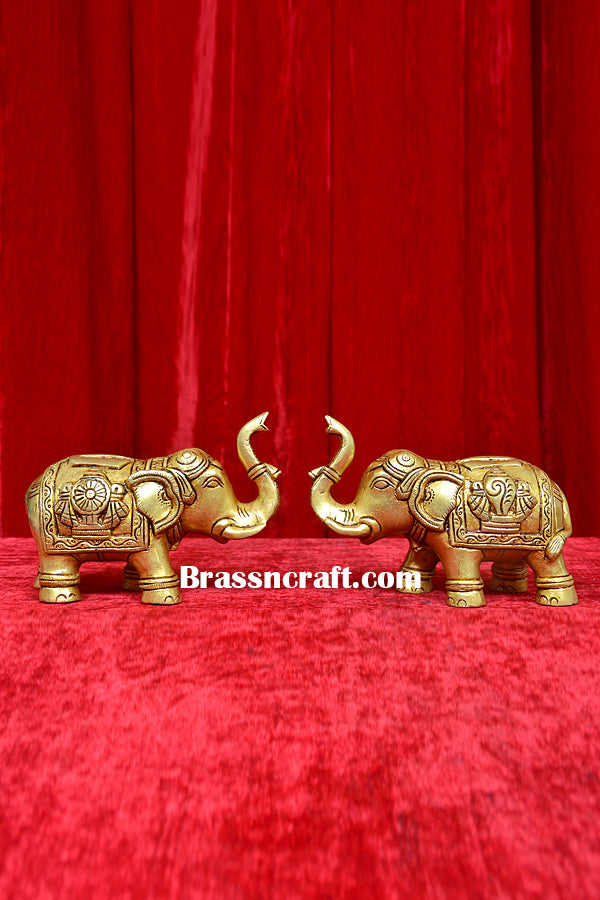 Brass Shankh Chakra Design Elephant