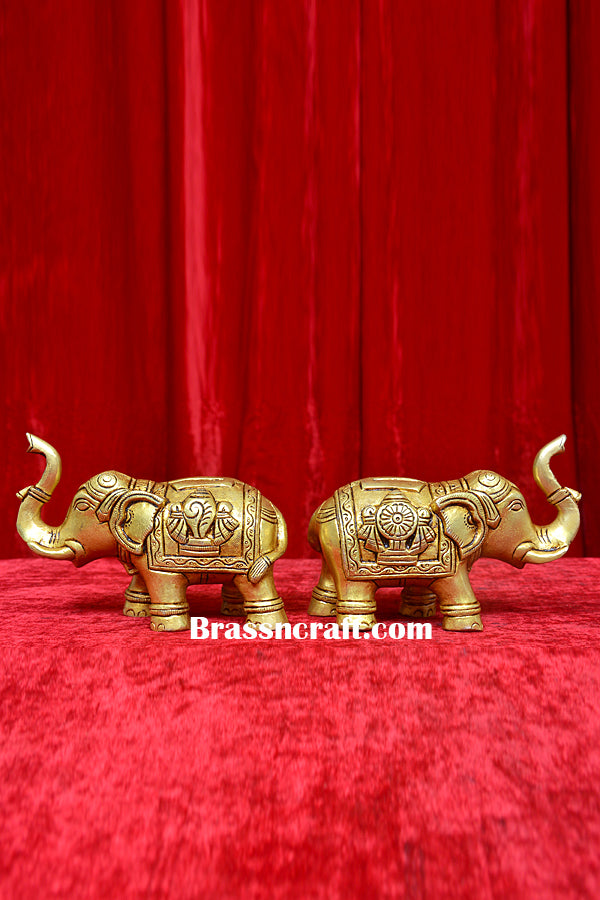 Brass Shankh Chakra Design Elephant