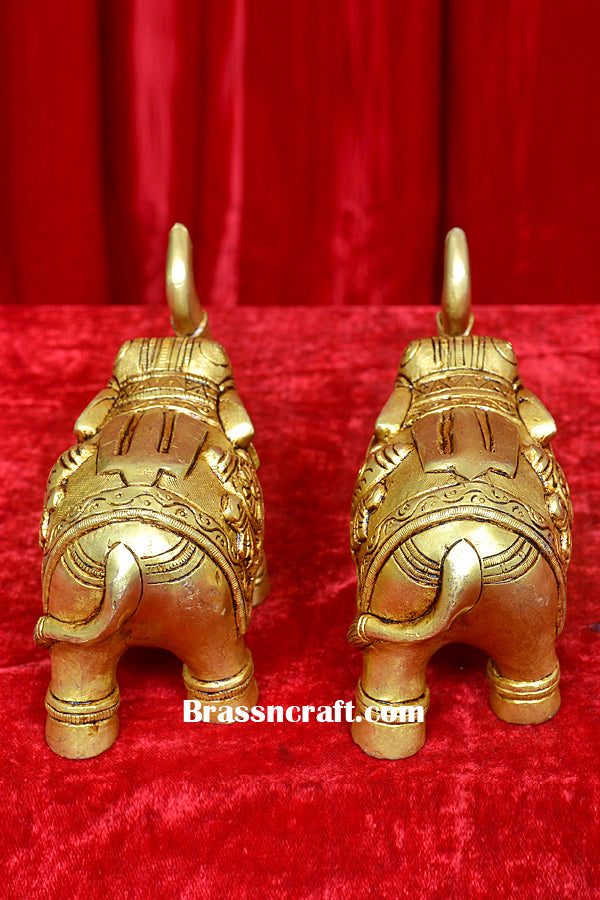 Brass Shankh Chakra Design Elephant