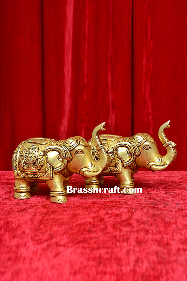 Brass Shankh Chakra Design Elephant