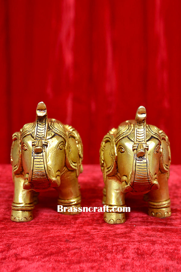 Brass Shankh Chakra Design Elephant