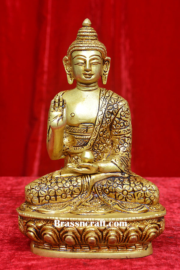 Brass Design Sitting Buddha Idol