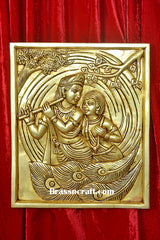 brass radha krishna wall hanging plate