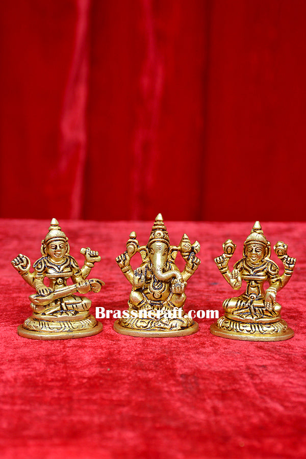 Oval Base Laxmi Ganesh Saraswati  Idol