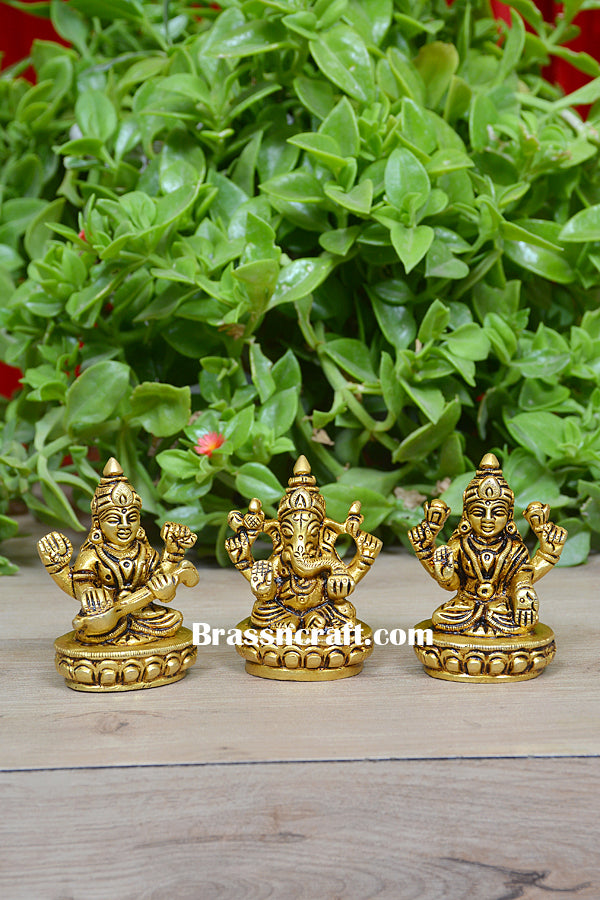 Brass Sitting Laxmi Ganesh Saraswati