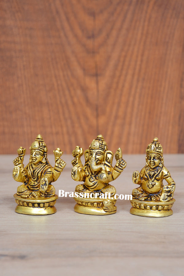 Brass Sitting Laxmi Ganesh Saraswati