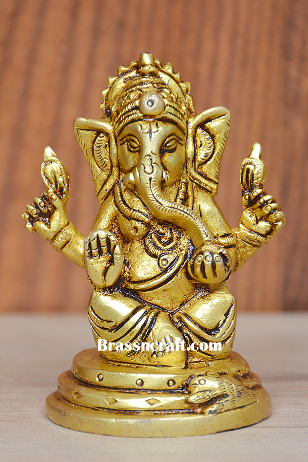 BRASS SITTING GANESH