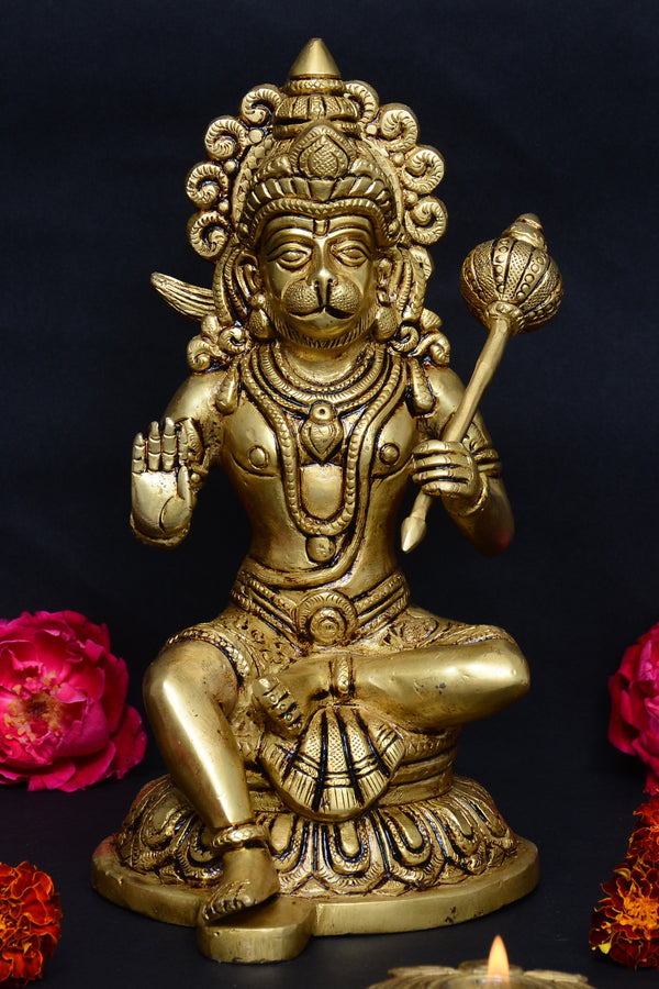 SITTING HANUMAN WITH ROUND BASE