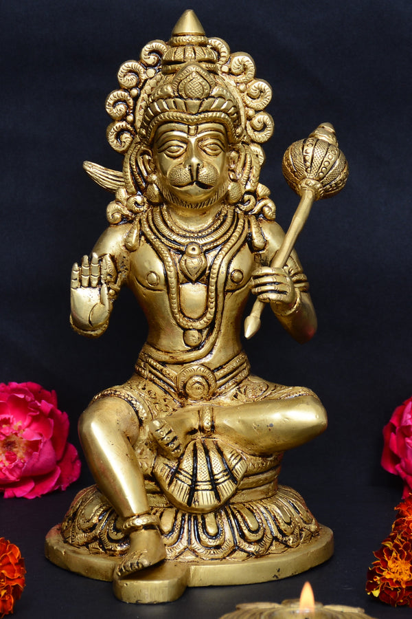 SITTING HANUMAN WITH ROUND BASE