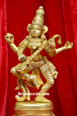Brass Saraswati Idol