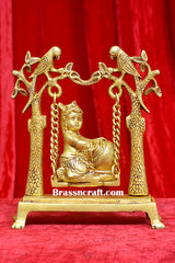 Brass Matki Krishna Palna Idol