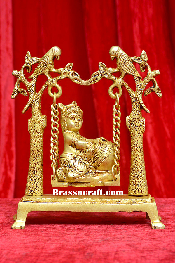 Brass Matki Krishna Palna Idol